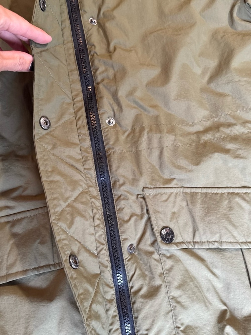 Falls Creek Olive Green Hooded Puffer Parka with Faux Fur Trim - Picture 2 of 4